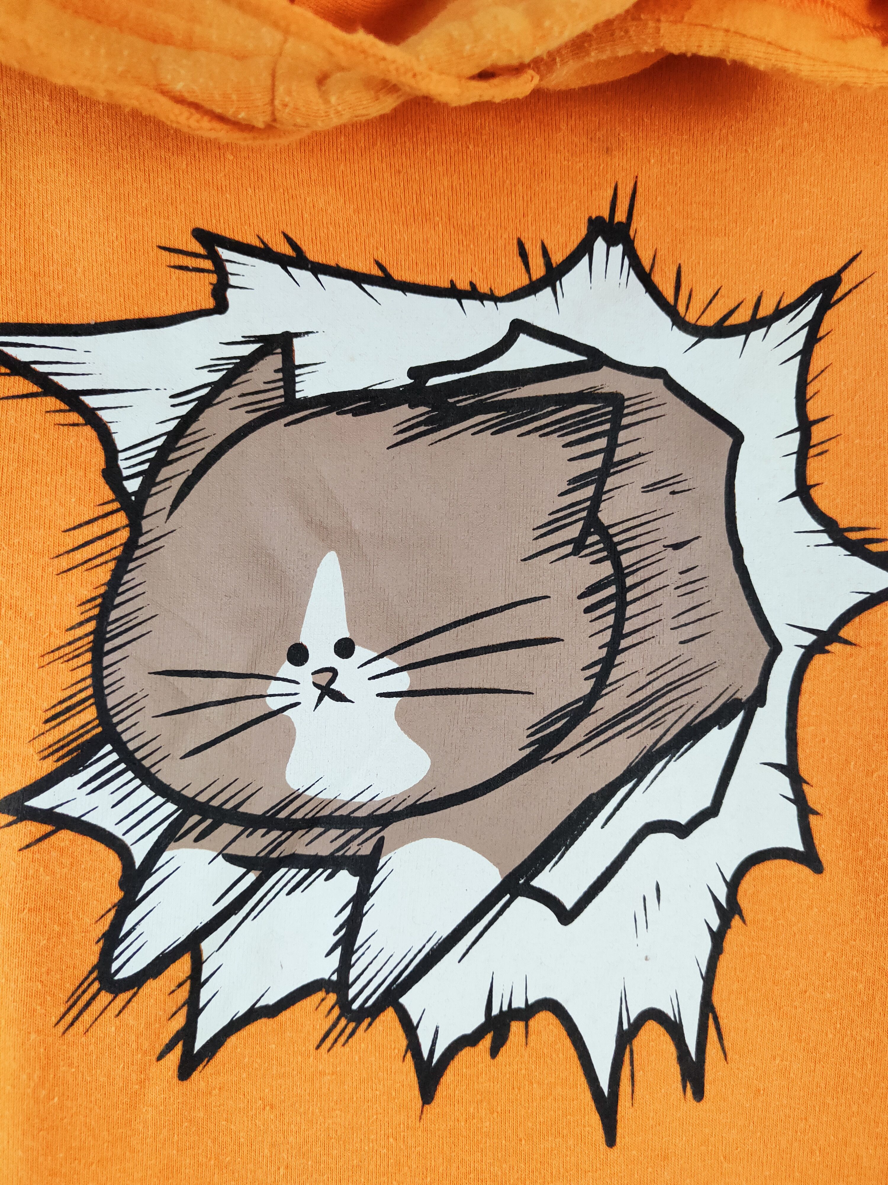 Japanese Brand × Vintage Vintage 💥 Japanese Brand Orange Cat Sweatshirts Size US L / EU 52-54 / 3 - 4 Thumbnail