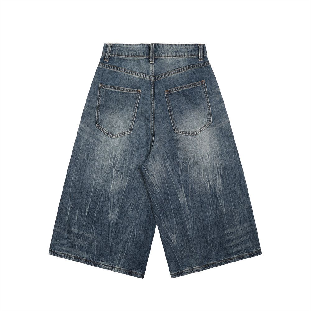 Japanese Brand × Jean Men's punk street distressed washed cracked denim shorts Size US 32 / EU 48 - 2 Thumbnail