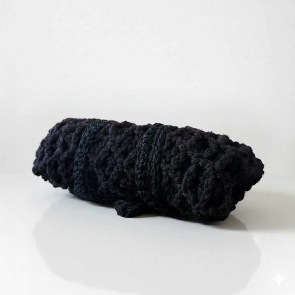 Handmade Handmade Black Net Bag Farmers Market Crochet French Sack Size ONE SIZE - 9 Thumbnail
