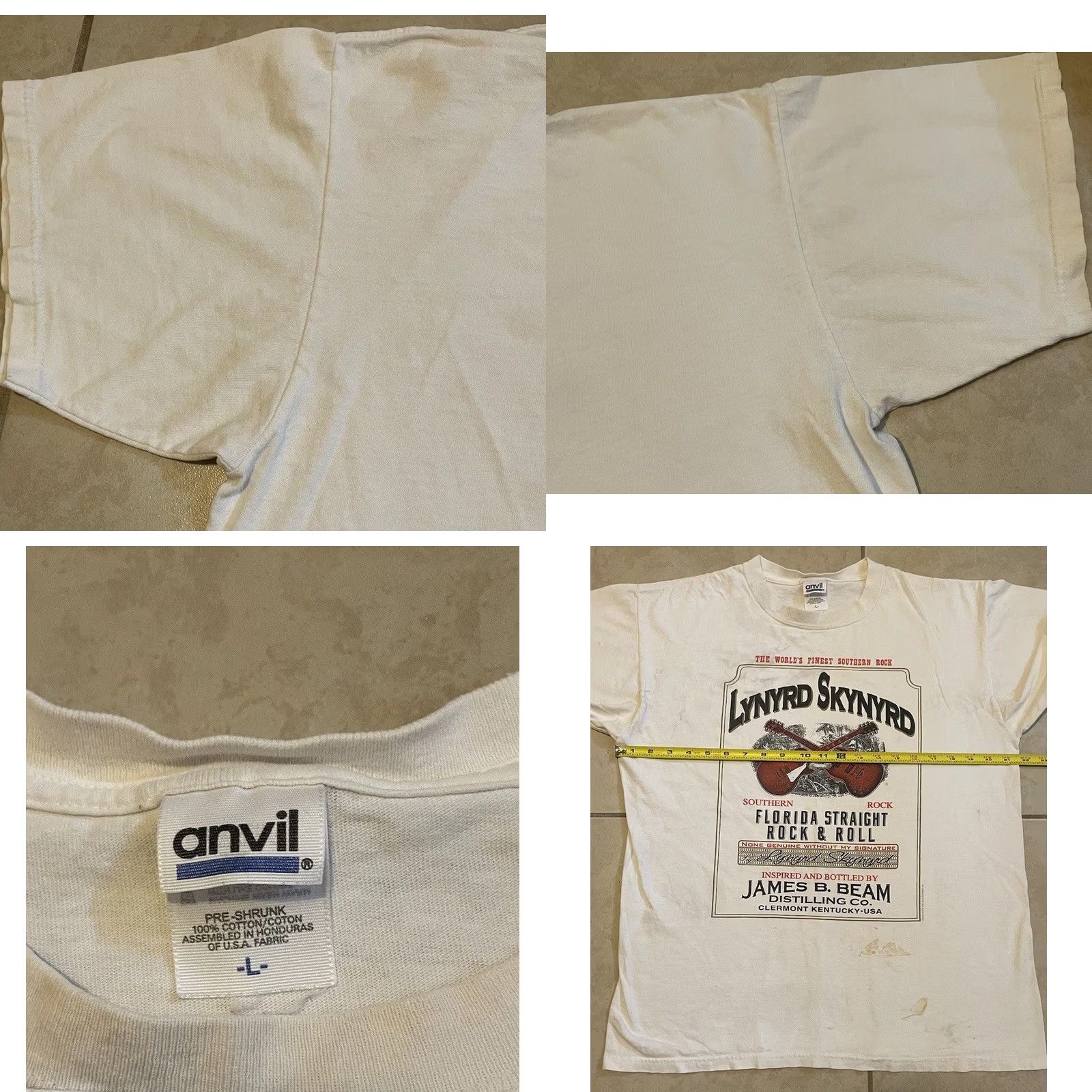 Vintage VINTAGE Lynyrd Skynyrd Faded Distress Jim Beam Shirt M Concert Band 90s Y2K Mens T-Shirt White Graphic Tee Size US M / EU 48-50 / 2 - 11 Thumbnail