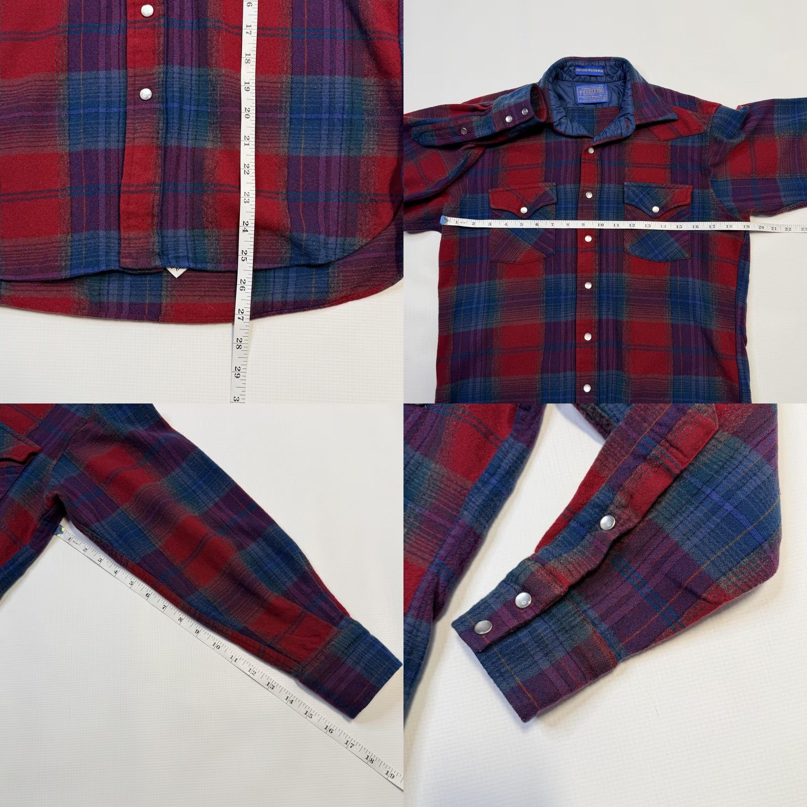 Pendleton VINTAGE Pendleton Shirt Womens M Red Blue Plaid Wool Western Snap Front 70s Size M / US 6-8 / IT 42-44 - 9 Thumbnail