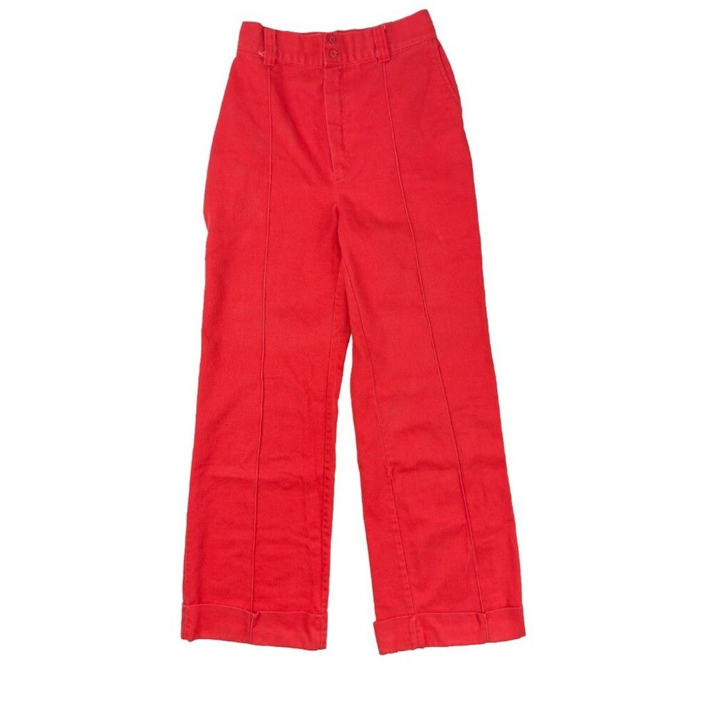 Sears VINTAGE Sailor Nautical Red Flare Denim Pleated Pant Size 26 Size 26" / US 2 / IT 38 - 1 Thumbnail