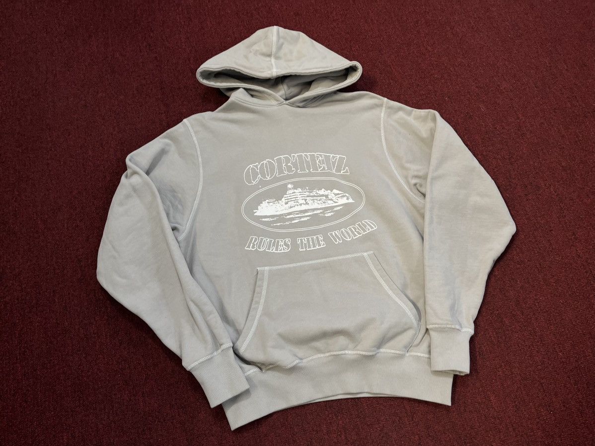 image of Corteiz Rules The World Hoodie Grey, Men's (Size Small)