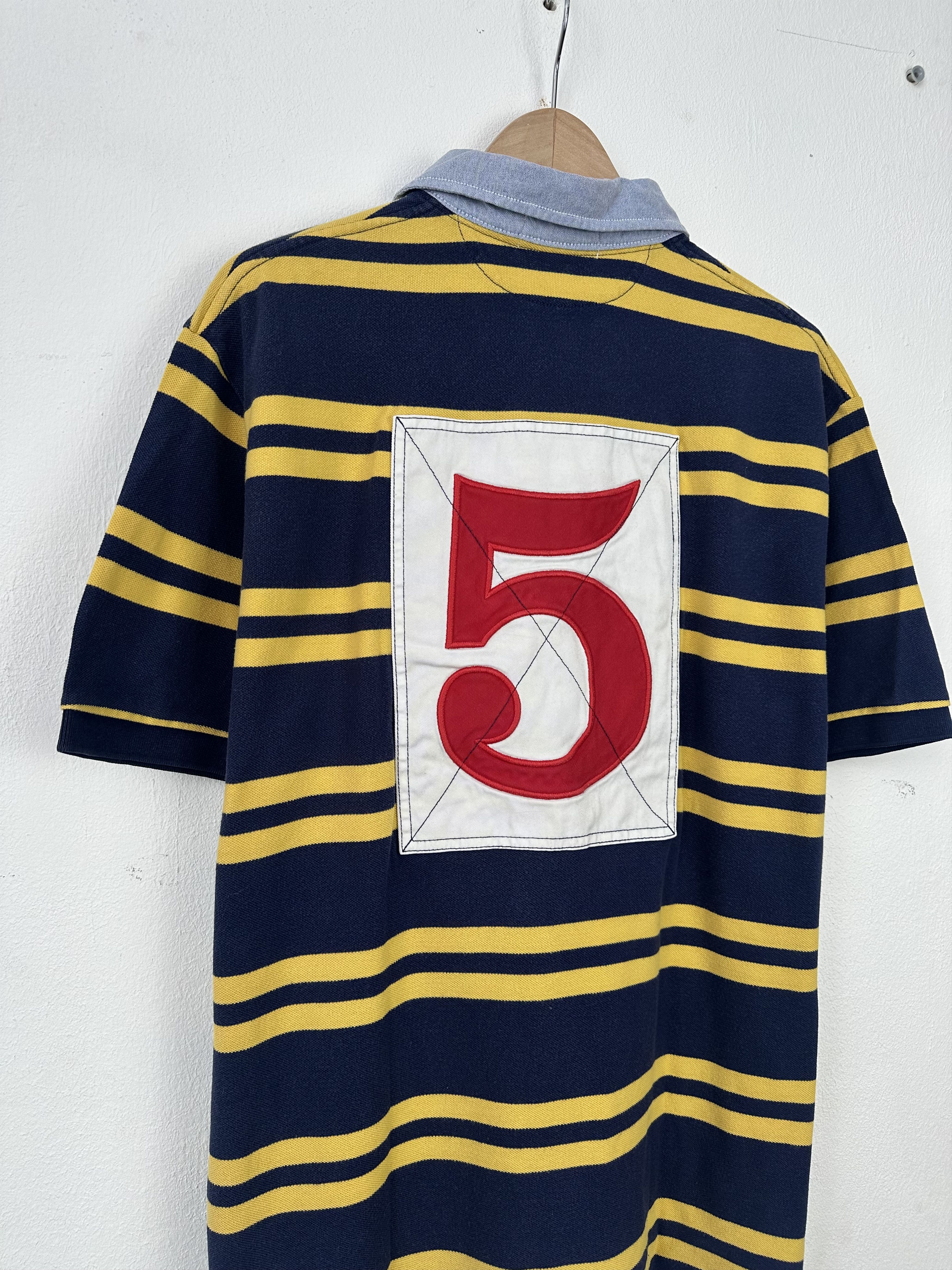 Polo Ralph Lauren × Ralph Lauren × Vintage Polo ralph lauren striped t-shirt polo rubgy 5 back print Size US L / EU 52-54 / 3 - 8 Thumbnail