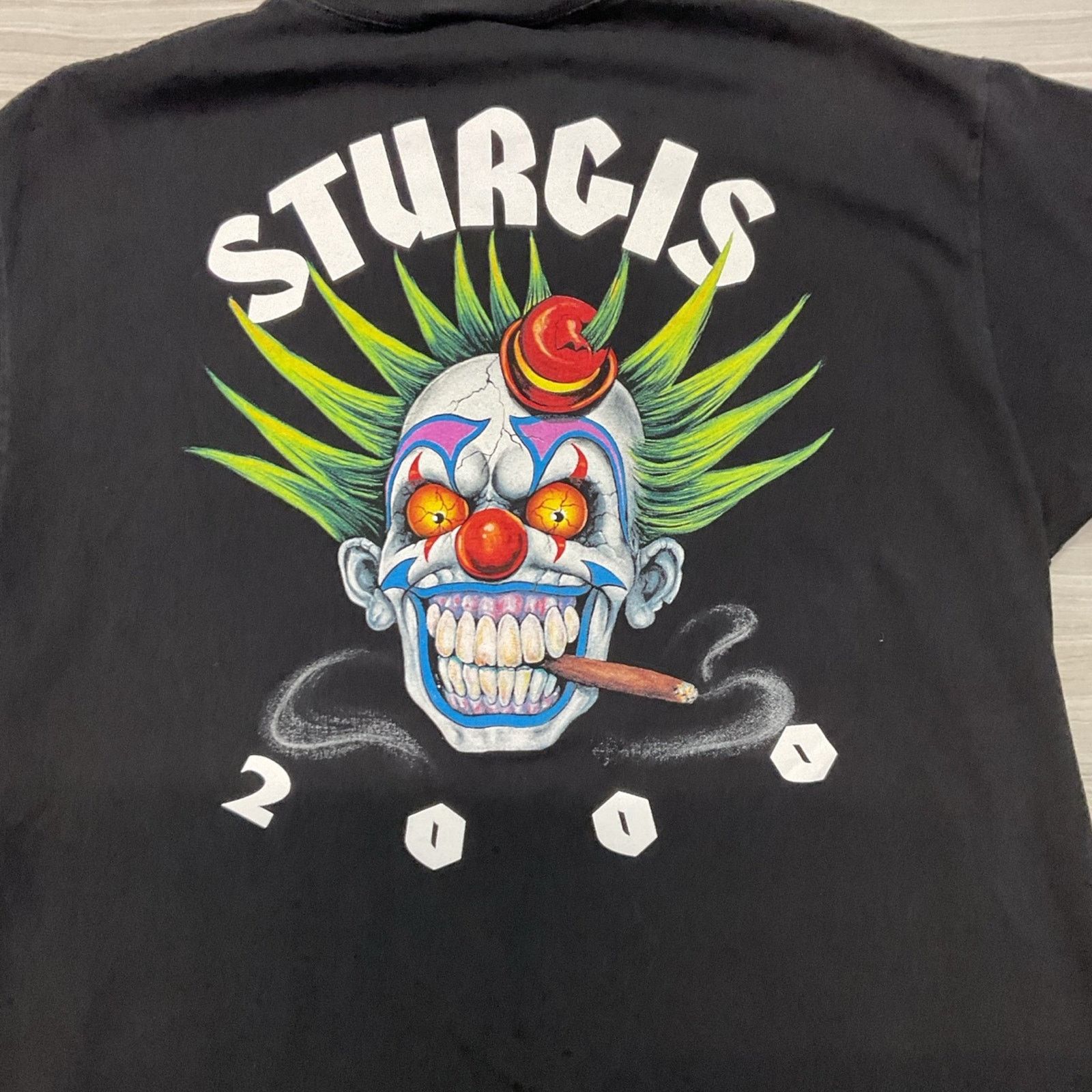 Hanes Y2K Sturgis Biker Clown Graphic T-Shirt Size US L / EU 52-54 / 3 - 3 Thumbnail