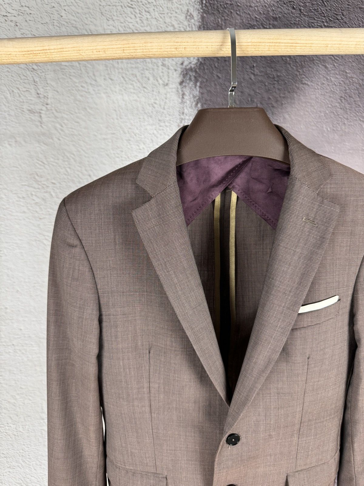 Paoloni Paoloni grey brown 2 button unlined wool blazer Size 38R - 3 Thumbnail