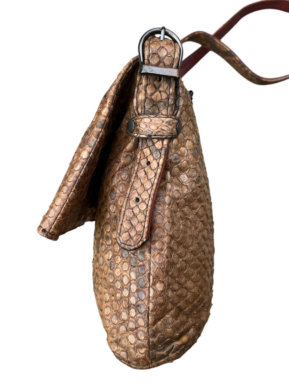 Leather Vintage Unknown Japan Brand Patina Python Skin Leather Bag Size ONE SIZE - 12 Thumbnail