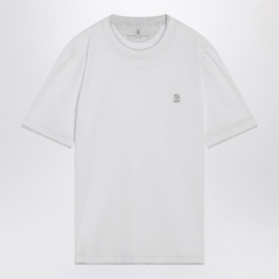 Brunello Cucinelli o1d2blof0226 Short Sleeve T-Shirt in White Size US L / EU 52-54 / 3 - 1 Thumbnail