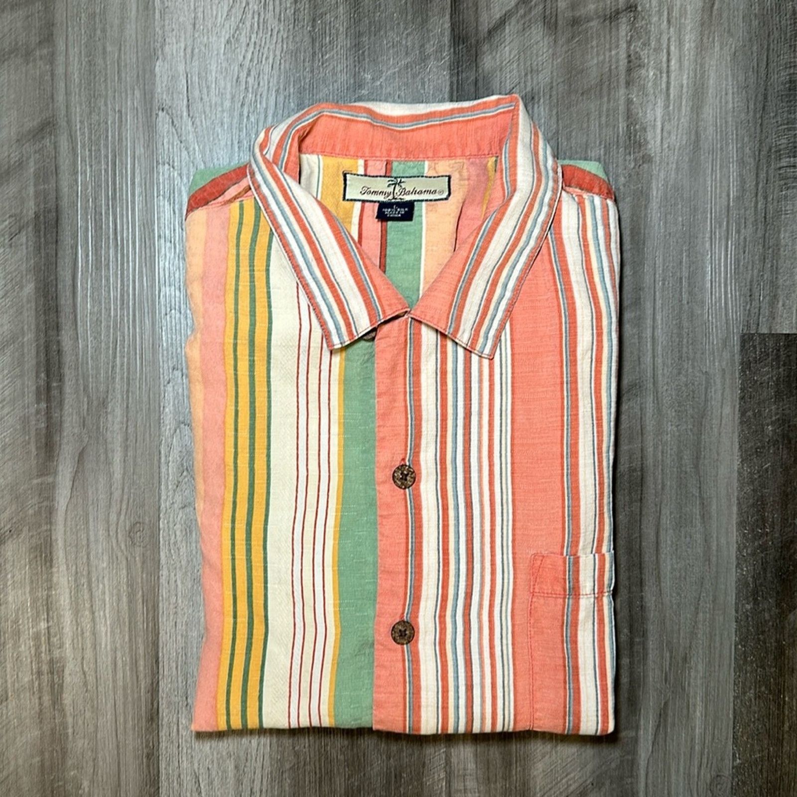 Tommy Bahama Tommy Bahama Silk Striped Short Sleeve Button Down - Large Size US L / EU 52-54 / 3 - 1 Thumbnail