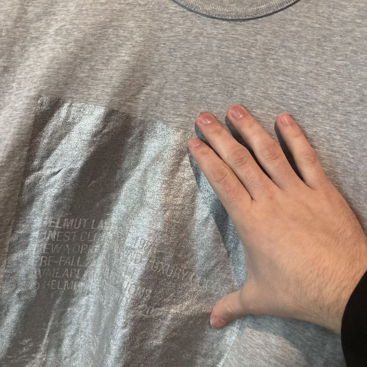 Helmut Lang Helmut Lang Gray Reflective Graphic Print T Shirt Cotton Size US L / EU 52-54 / 3 - 2 Thumbnail