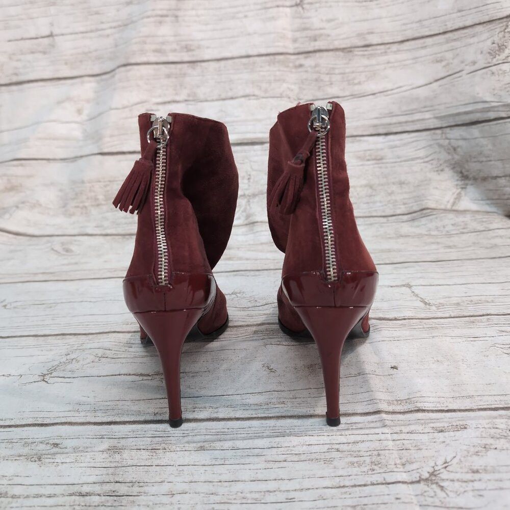 Giorgio Armani Giorgio Armani Suede Stiletto Ankle Boots Burgundy Pointed Size US 7 / IT 37 - 3 Thumbnail