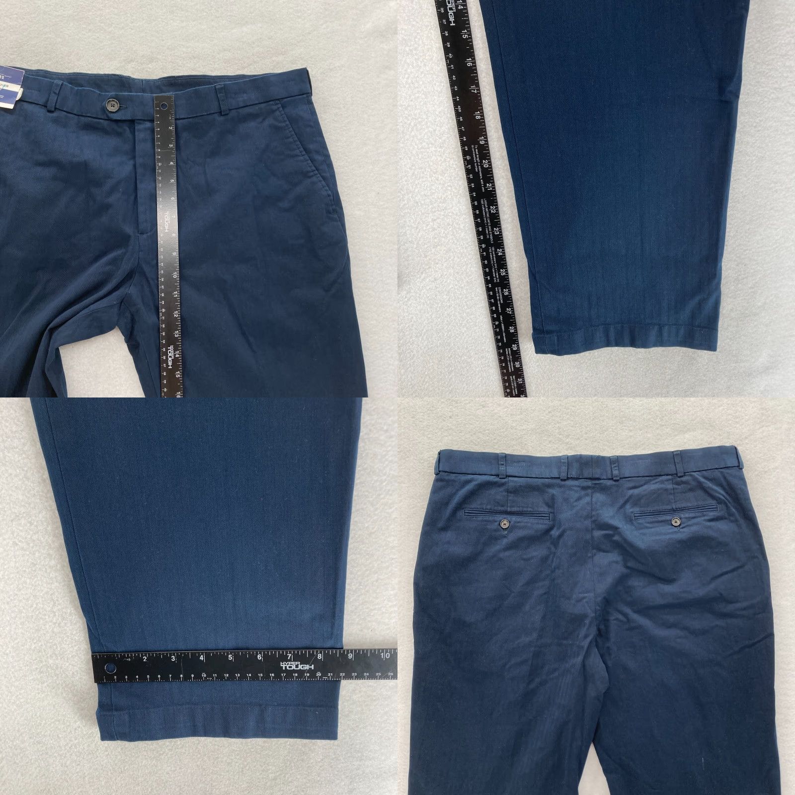 Stafford Stafford Cotton Trouser Mens 40x30 Classic Fit Blue Stretch Sawtooth Waistband Pants Size US 40 / EU 56 - 8 Thumbnail
