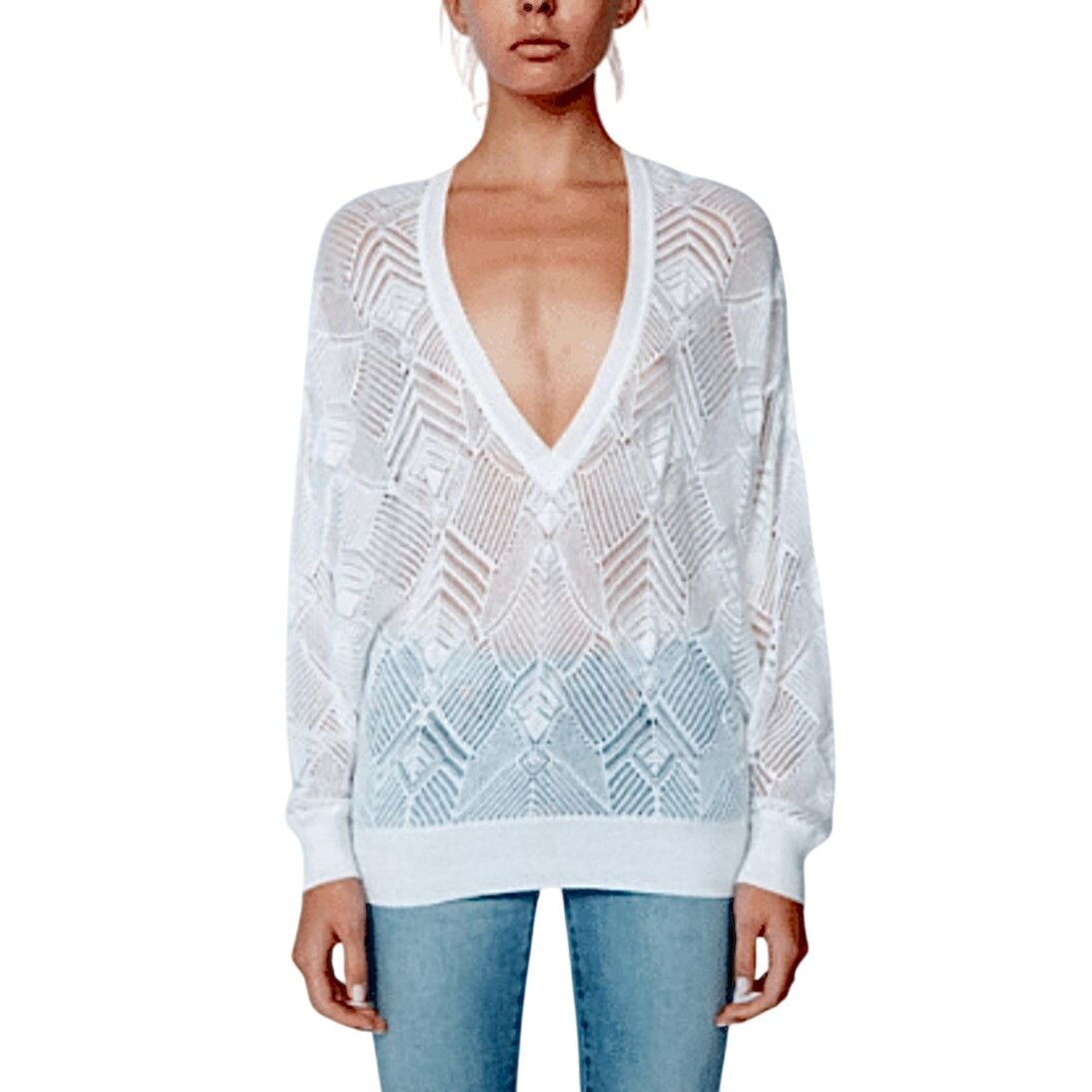 IRO Dusk Crochet VNeck Lightweight Sweater Dolman Sleeves XS