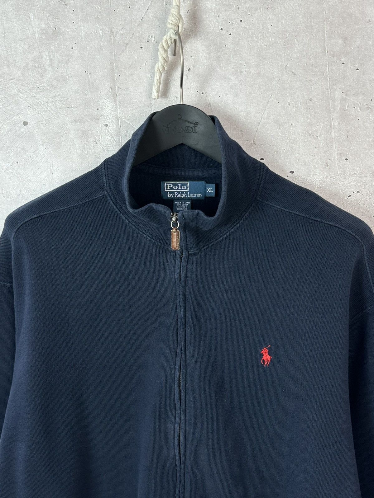 Polo Ralph Lauren Vintage Ralph Lauren Full Zip Navy Blue Cotton Jumper Size US XL / EU 56 / 4 - 7 Thumbnail