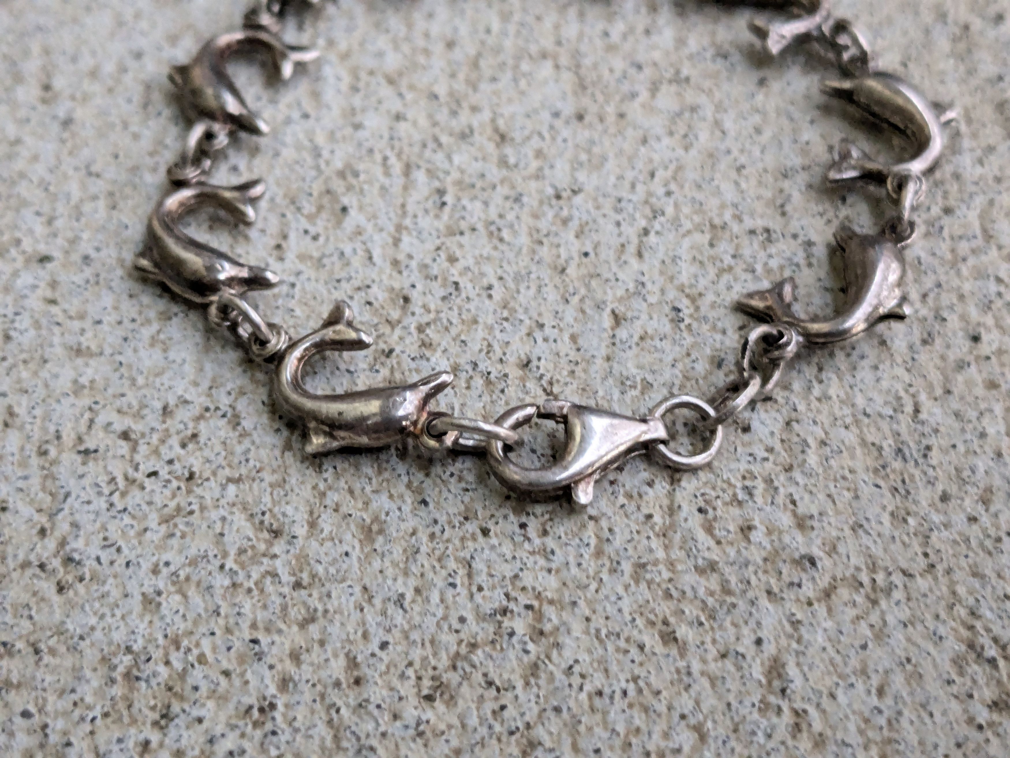 Jewelry × Vintage Vintage Sterling Silver Bracelet Dolphin 7.25" Animal Y2K Size ONE SIZE - 6 Thumbnail