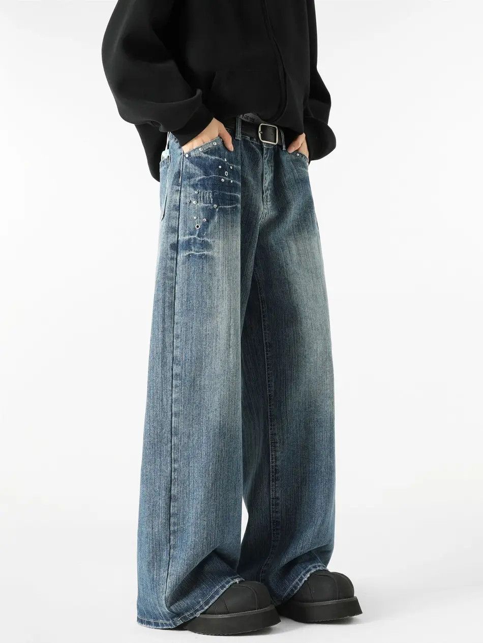 Japanese Brand Retro straight leg wide leg lightning jeans Size US 32 / EU 48 - 2 Thumbnail