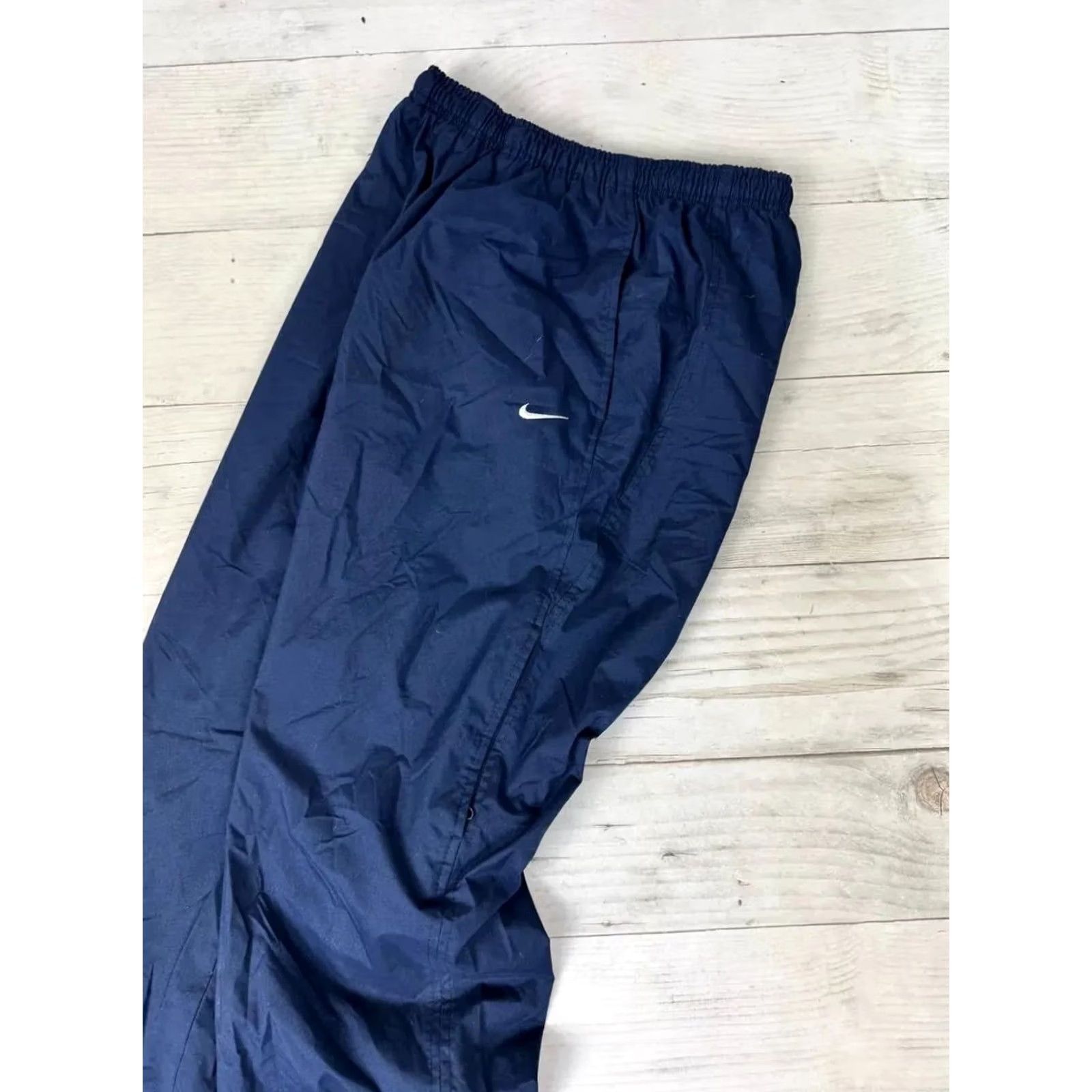 Nike VINTAGE Nike Track Pants Men S Blue Nylon Drill 00s Swoosh Nylon Drill 90s 00s Nike Track Pants Mens Blue S Size US 29 - 3 Thumbnail