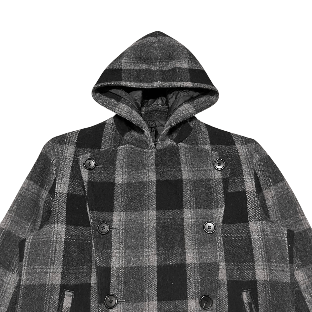 Ships Jet Blue Vintage Ships Jet Blue Wool Hooded Coat Plaid Size US M / EU 48-50 / 2 - 2 Thumbnail