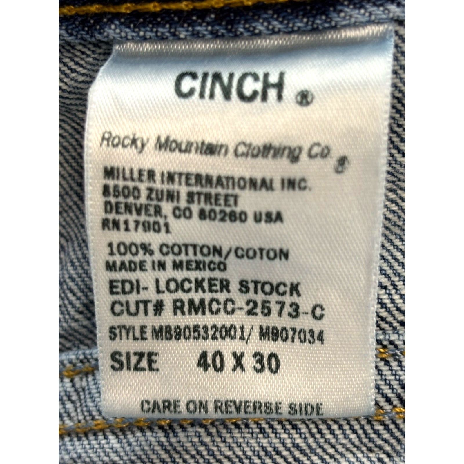Denime Cinch Jeans Mens 40x30 (40x25) Blue Denim Stretch 5 Pocket Denim Medium Wash Jeans Straight Mens 5-Pocket Western Cowboy Relaxed Regular Cinch Size US 40 / EU 56 - 7 Thumbnail