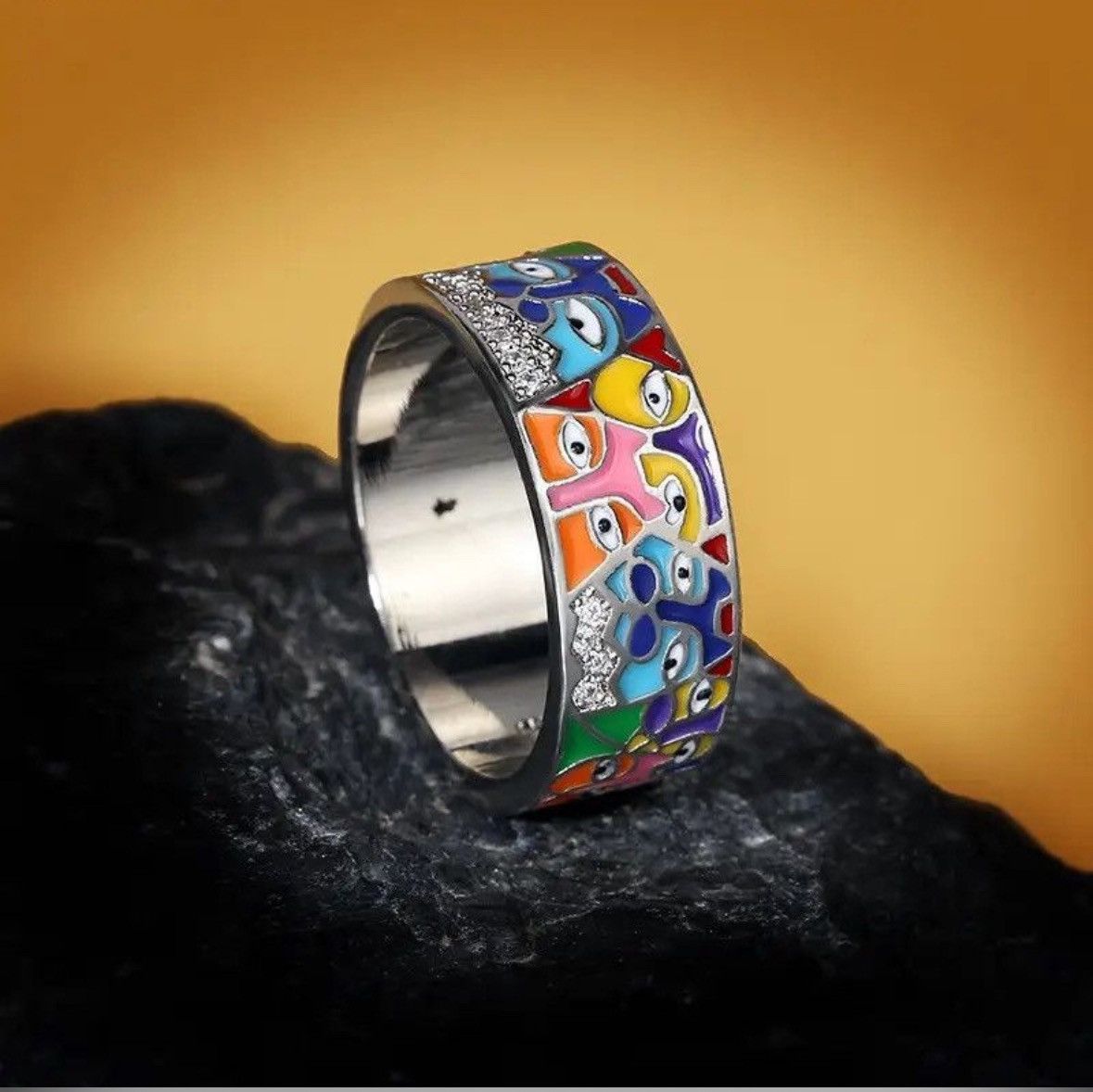 Jewelry Creative Handmade Enamel Craft Ring ( size 5 to 11) Size ONE SIZE - 2 Thumbnail