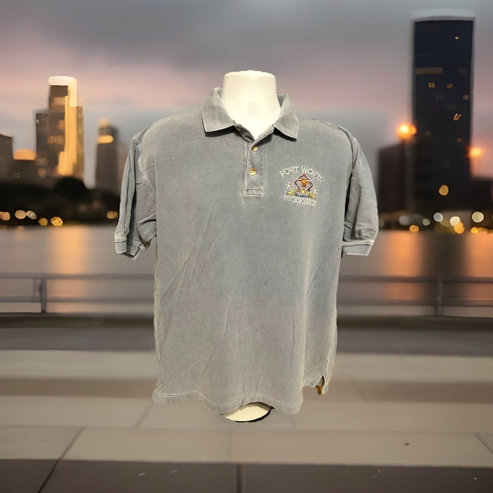 Vintage VINTAGE Fort Worth Stockyards Lone Star Classic Polo Shirt Men Medium Gray Embroider Size US M / EU 48-50 / 2 - 4 Thumbnail