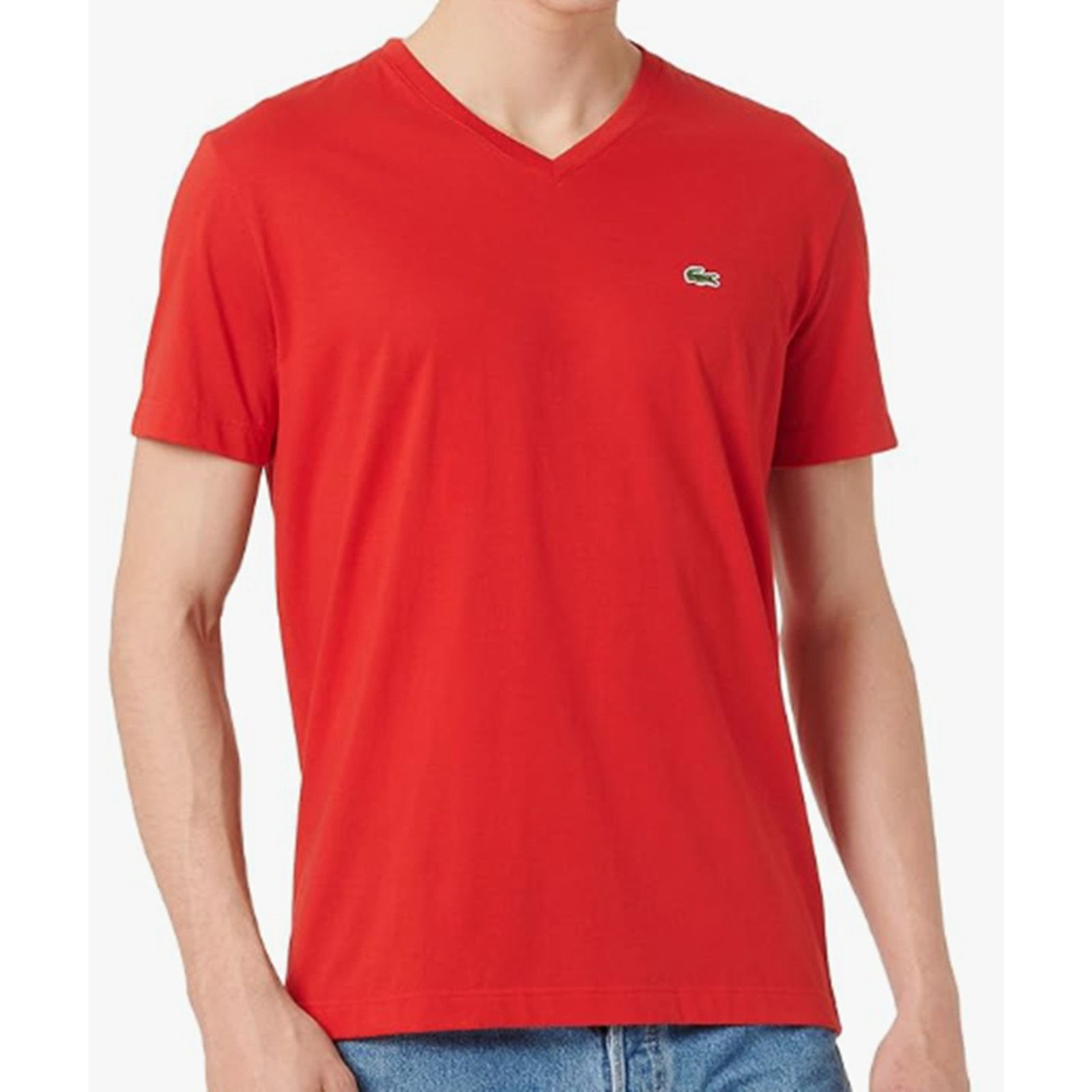 Lacoste Lacoste Men's Jersey Pima Reg Fit V Neck T-Shirt Red 3XL Size US XXL / EU 58 / 5 - 1 Thumbnail