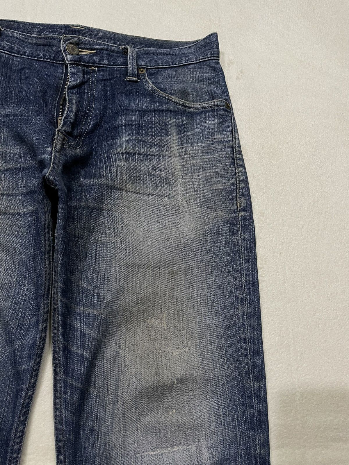 Eddie Bauer Vintage Eddie Bauer Straight Cut Distress Ripped Dark Blue Size US 33 - 5 Thumbnail