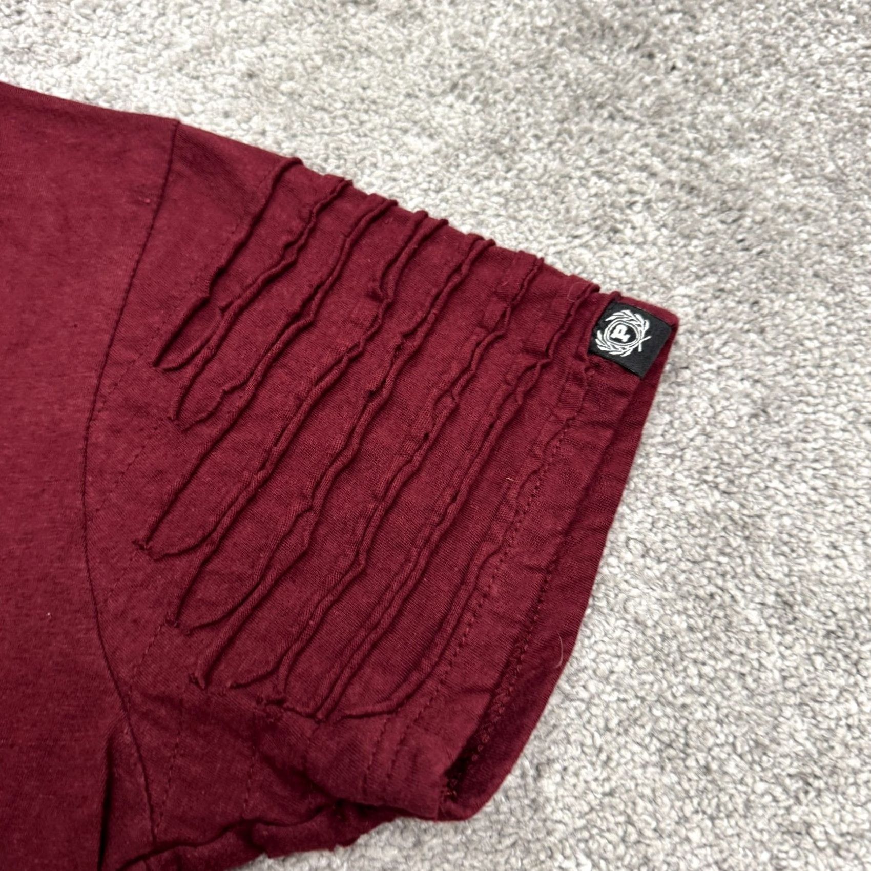 Phat Farm Phat Farm T-Shirt Mens L Burgundy Red Crew Cotton Tee Distressed Side Zip Size US L / EU 52-54 / 3 - 5 Thumbnail