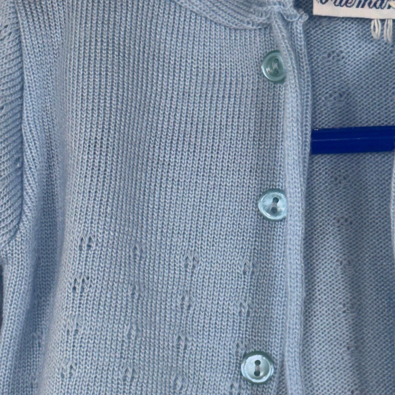 Other Vintage Friemanit Baby Blue Knit Hooded 6 Month Cardigan Size US XXS / EU 40 - 4 Thumbnail