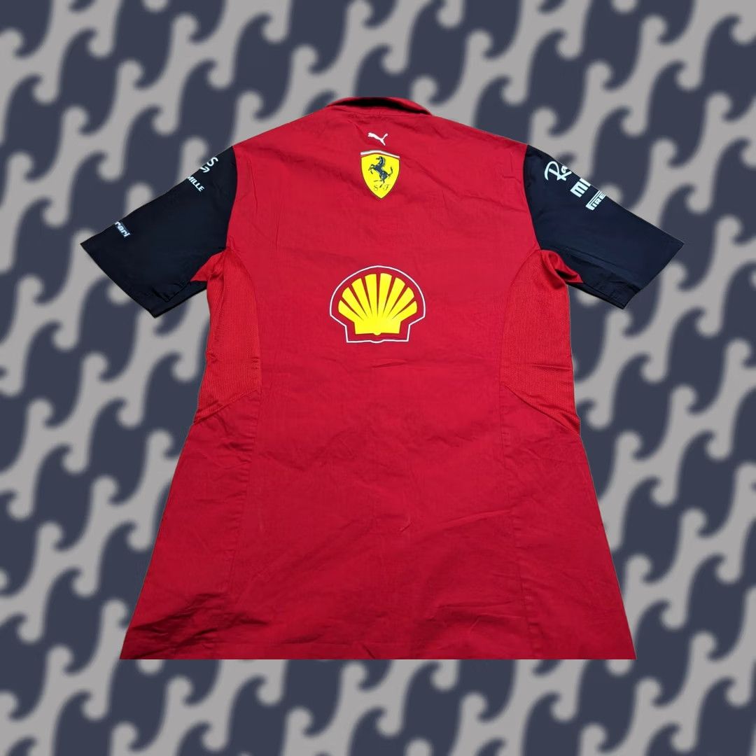 Puma PUMA Scuderia Ferrari 2022 F1 Formula Team Staff Issue Button Up Shirt Shell Size M Multicolor Cotton Canvas Short Sleeve Round Neck Mens Shirt Size US M / EU 48-50 / 2 - 1 Thumbnail