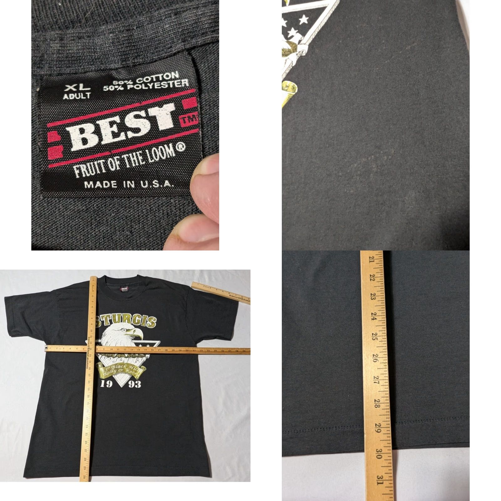 Vintage VINTAGE 1993 STURGIS 53RD BLACK HILLS RALLY Men XL Black BEST FOTL USA T-Shirt Size US XL / EU 56 / 4 - 8 Thumbnail