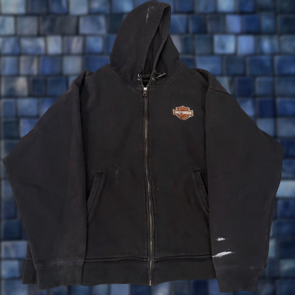 Harley Davidson Harley-Davidson Full Zip Jacket Sweatshirt Mens 3XL Distressed Black Cotton 3-in-1 Jacket Mens Size US XXL / EU 58 / 5 - 1 Thumbnail
