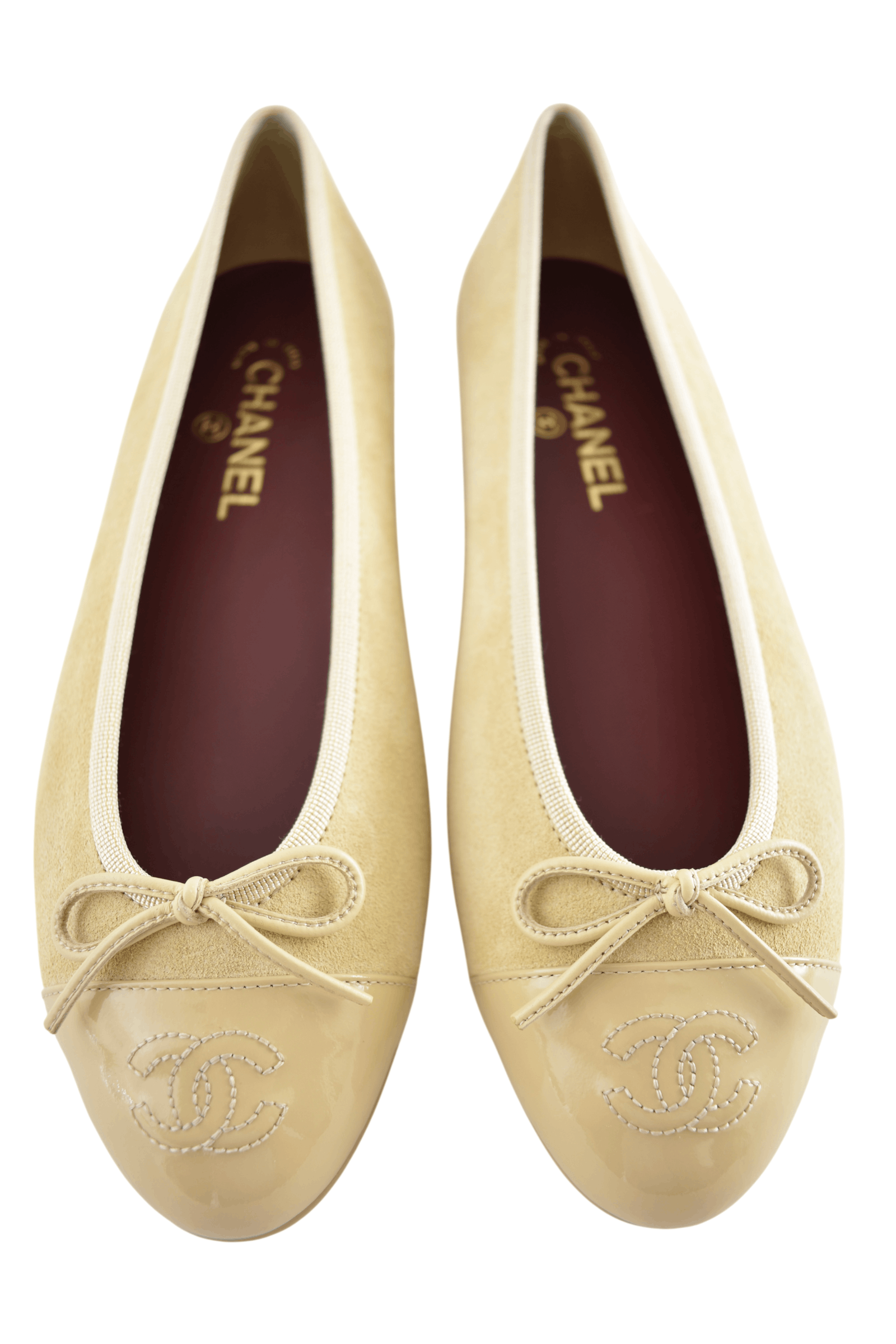 Chanel 26A Suede Patent CC Logo Bow Tie Ballet Ballerina Flat 38 Size US 8 / IT 38 - 1 Thumbnail