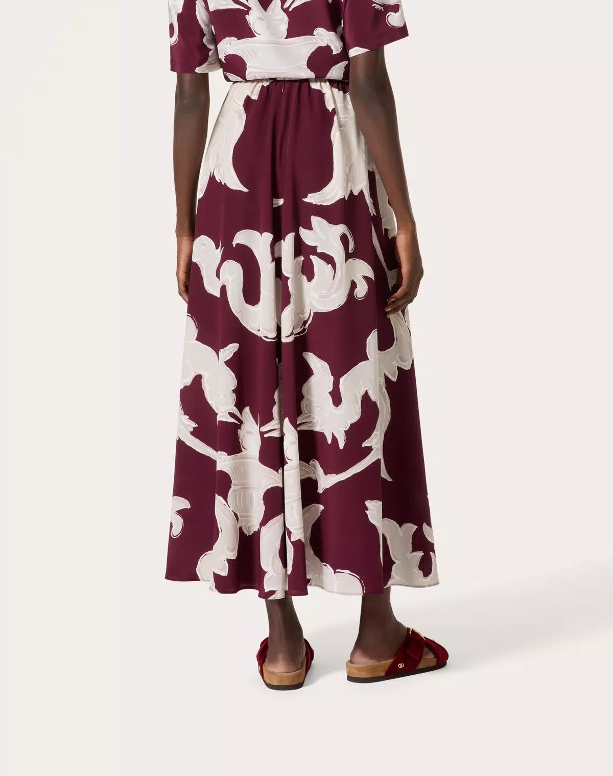 Valentino o1s1wg110525 Crepe De Chine Midi Skirt in Multicolor Size 28" / US 6 / IT 42 - 4 Thumbnail