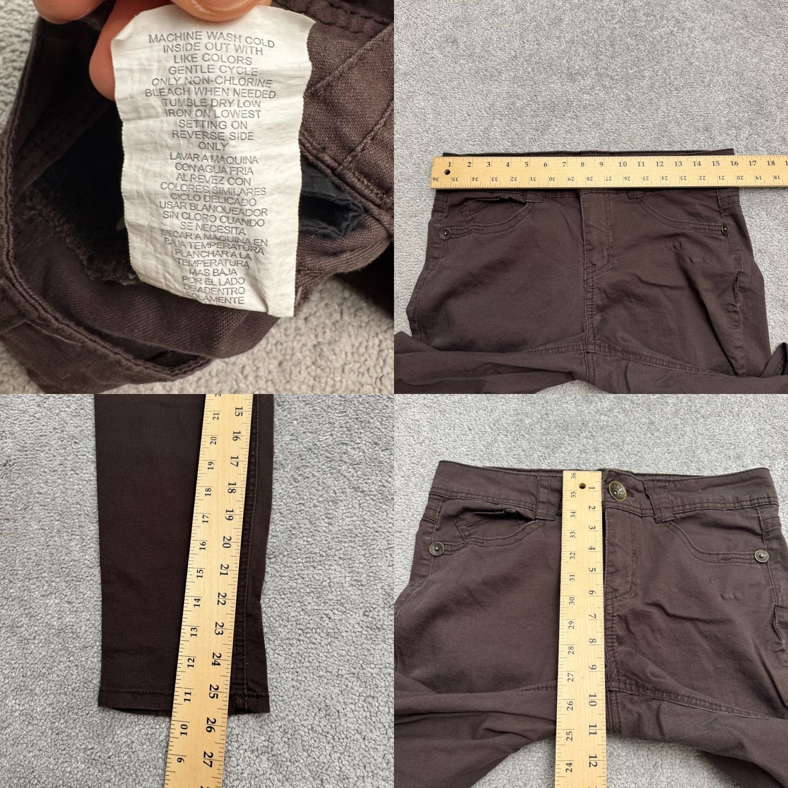 Vintage Democracy Pants Skinny Cropped Womens 10 Brown Mid Rise Stretch Twill Size 32" / US 10 / IT 46 - 8 Thumbnail