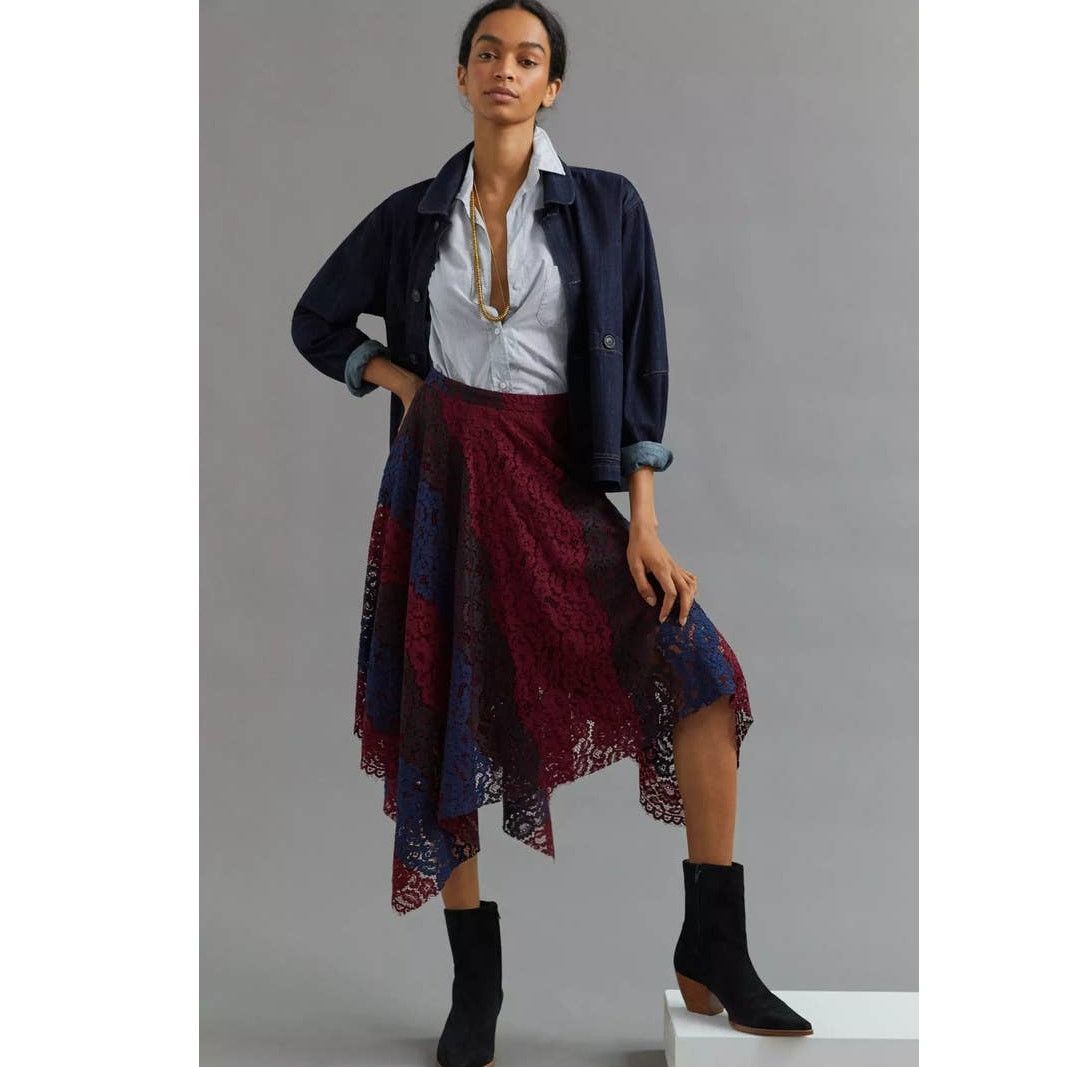 Anthropologie Anthropologie Sachin & Babi Lace Handkerchief Midi Skirt Size 25" / US 0 / IT 36 - 1 Thumbnail