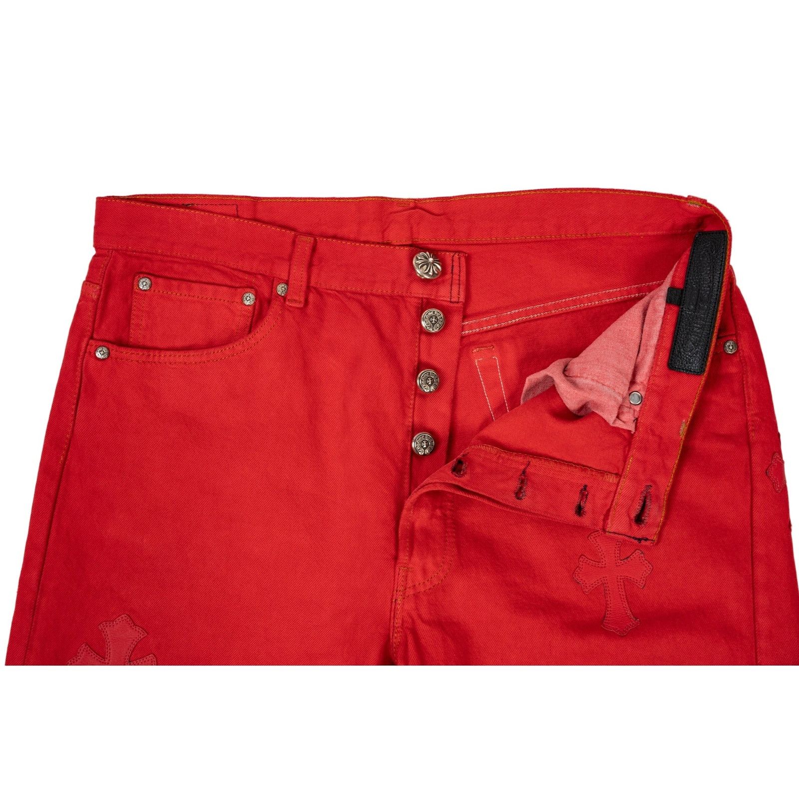 Chrome Hearts Red Denim Paris Exclusive 'Red Crosses' Size US 33 - 14 Thumbnail