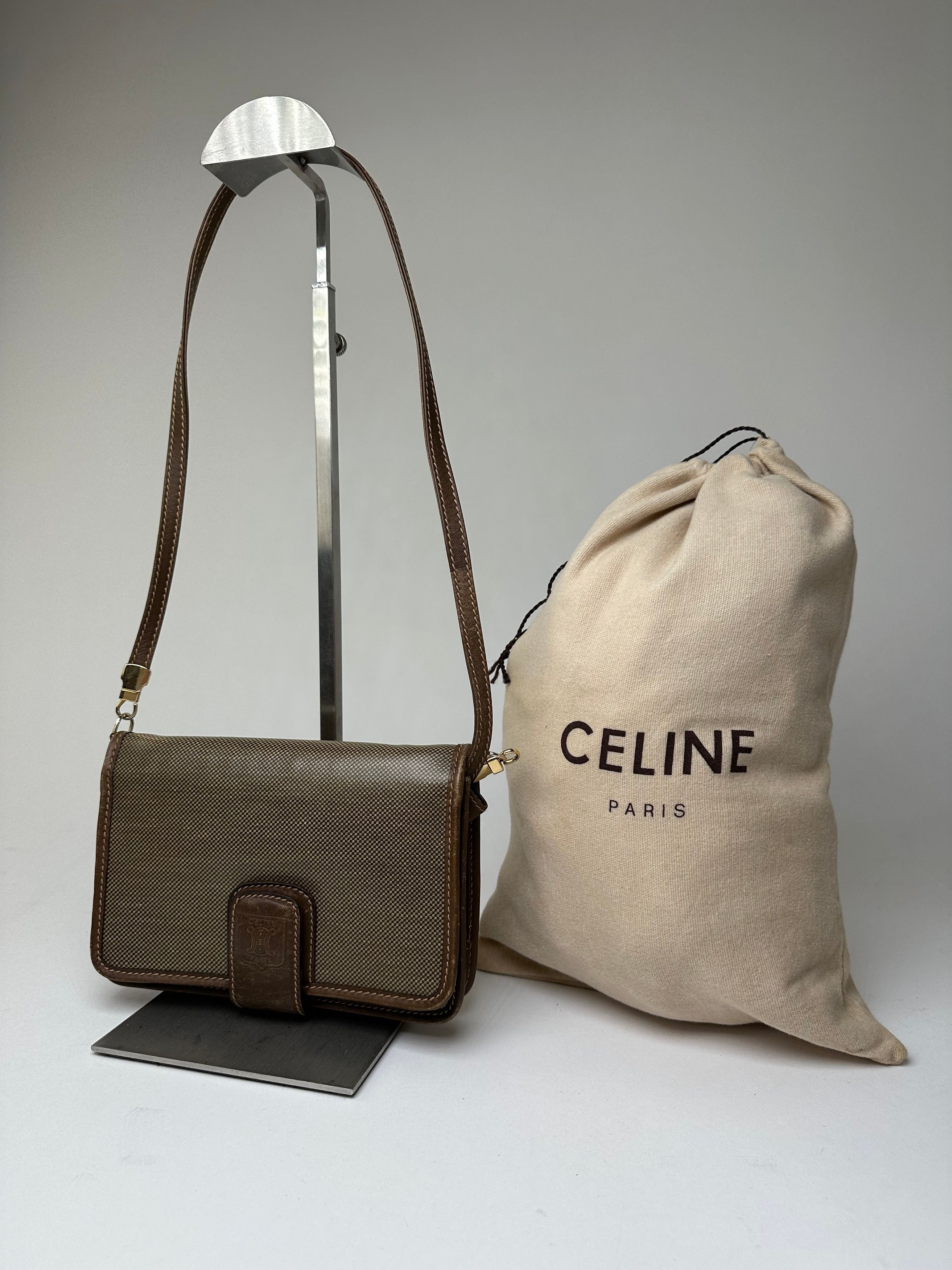 Celine Vintage Coated Canvas Crossbody Flap Bag Brown Size ONE SIZE - 1 Thumbnail