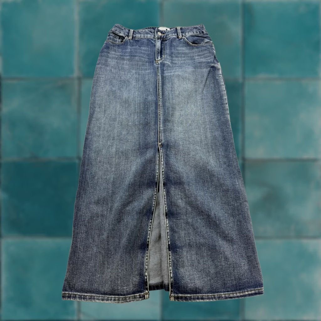 Vintage Chico's Denim Skirt 0 Blue Long Maxi Front Slit Pockets Casual Stretch Womens Size 25" / US 0 / IT 36 - 1 Thumbnail