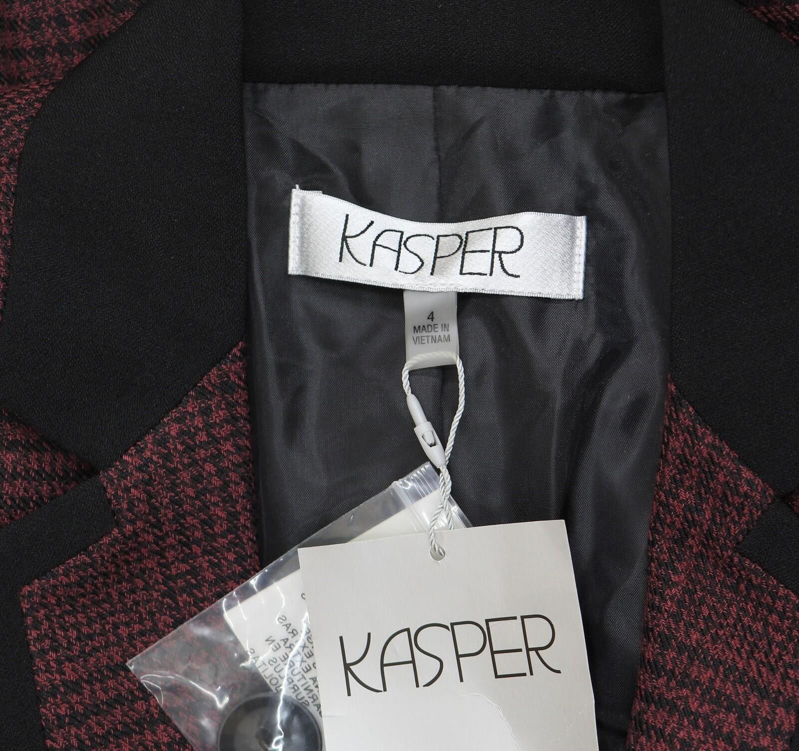 Other Nwt Kasper Jacket Notch Collar Blazer Shiraz Red / Black 4 Size S / US 4 / IT 40 - 5 Thumbnail