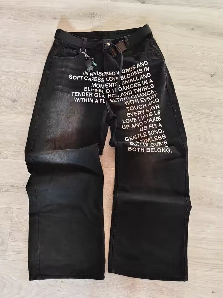 Japanese Brand retro style patterned alphabet jeans Size US 29 - 4 Thumbnail