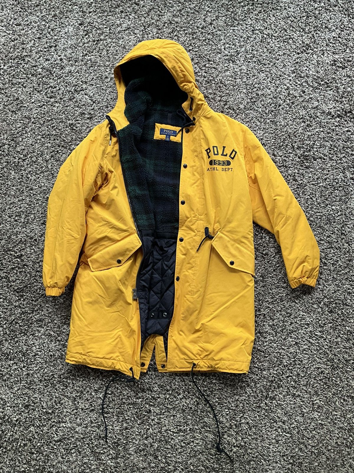 image of Polo Ralph Lauren Polo Long Hooded Trench Coat in Yellow, Men's (Size Small)