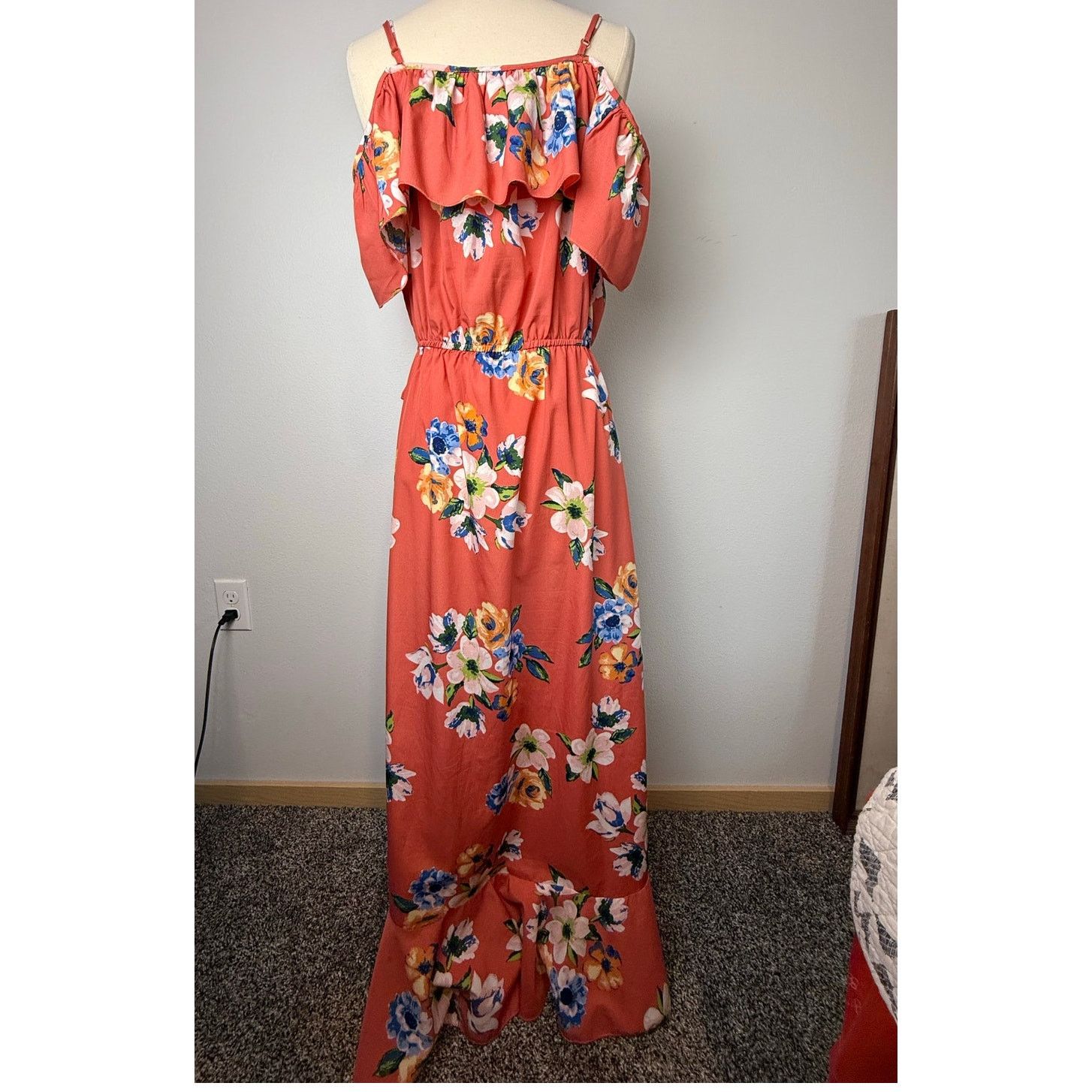 Blush Hint of Blush Ruffled Maxi Dress, Sz L Size L / US 10 / IT 46 - 2 Thumbnail