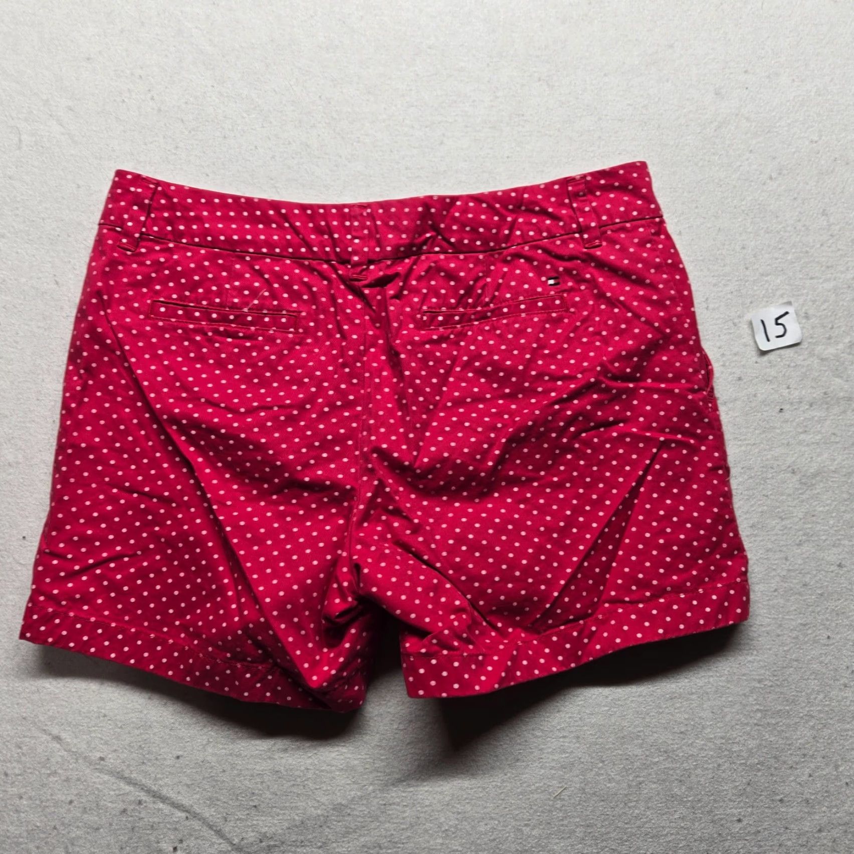 Tommy Hilfiger Tommy Hilfiger Red Poka Dot Shorts Adult Women's Size 8 - Red Solid Pockets Cotton Casual Summer 8 Womens Size 30" / US 8 / IT 44 - 7 Thumbnail