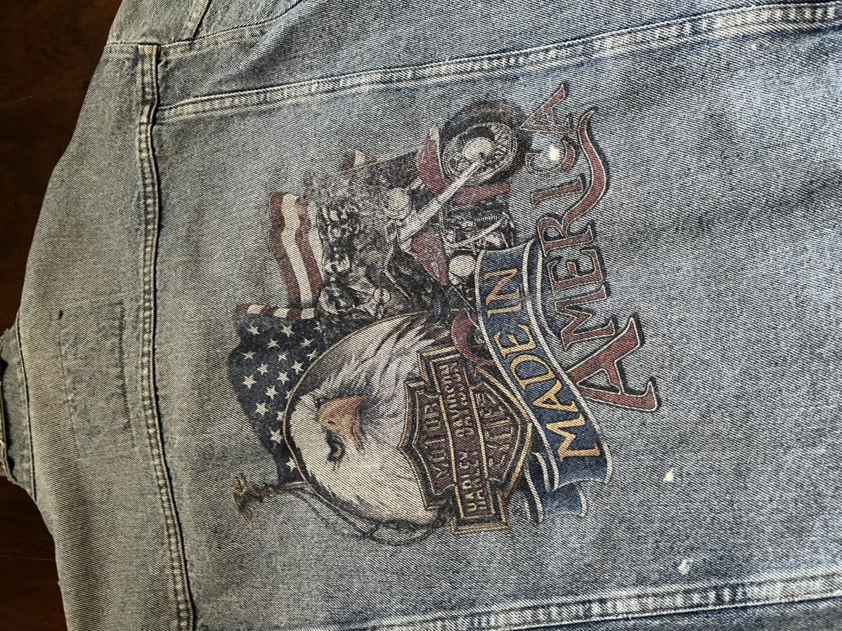 Harley Davidson Harley Davidson Denim Jacket (Distressed/Back Grapic) Size US XL / EU 56 / 4 - 6 Thumbnail