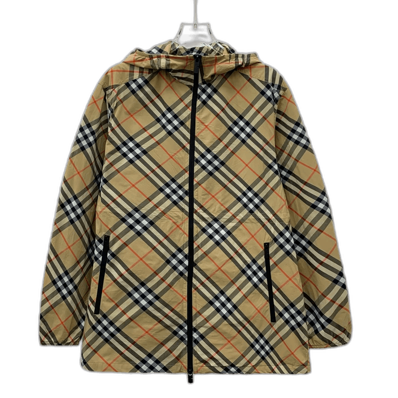 Burberry Brown Plaid Hooded Zip Jacket