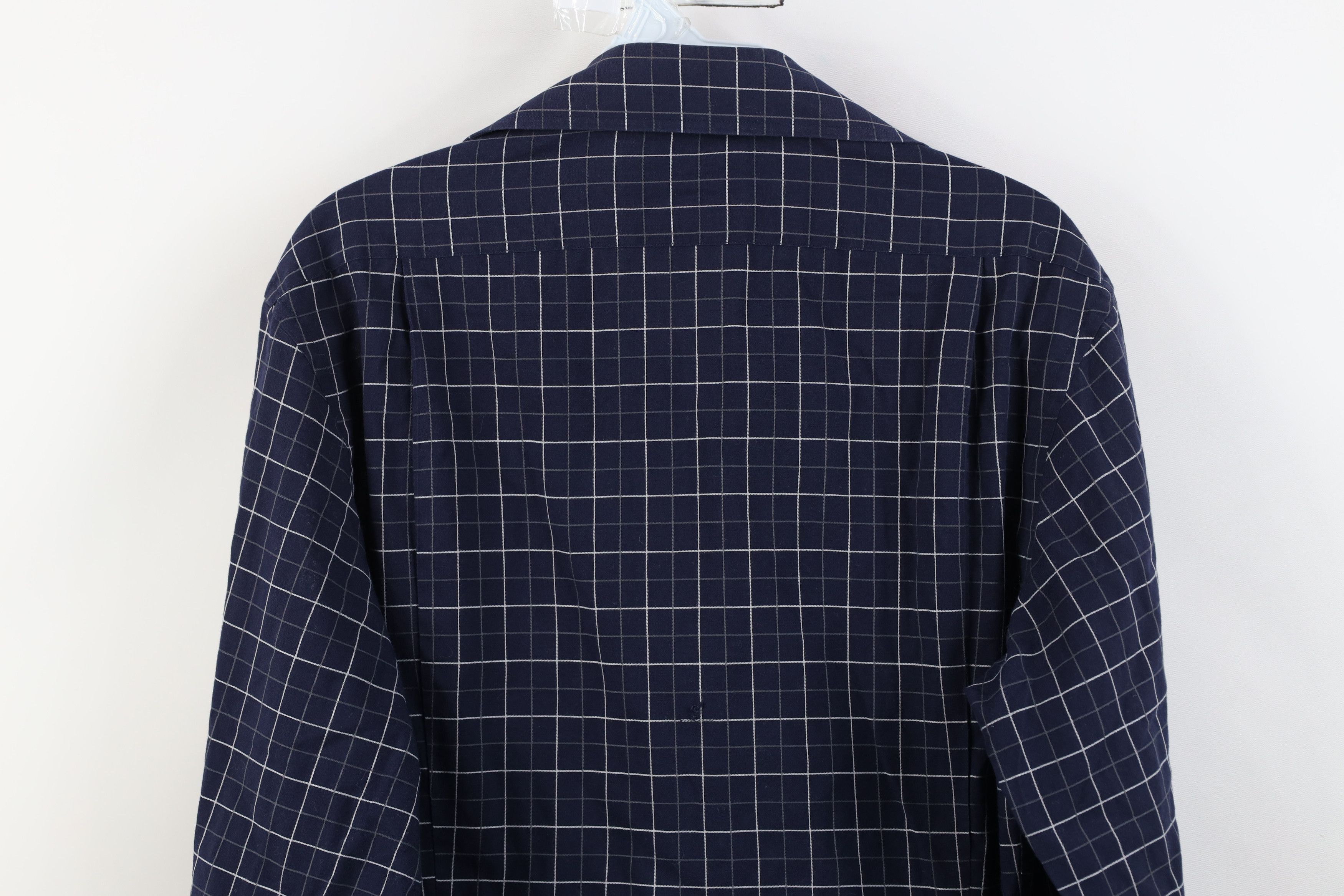 Givenchy Vintage 90s Givenchy Knit Collared Button Shirt Blue Plaid Size US M / EU 48-50 / 2 - 12 Thumbnail