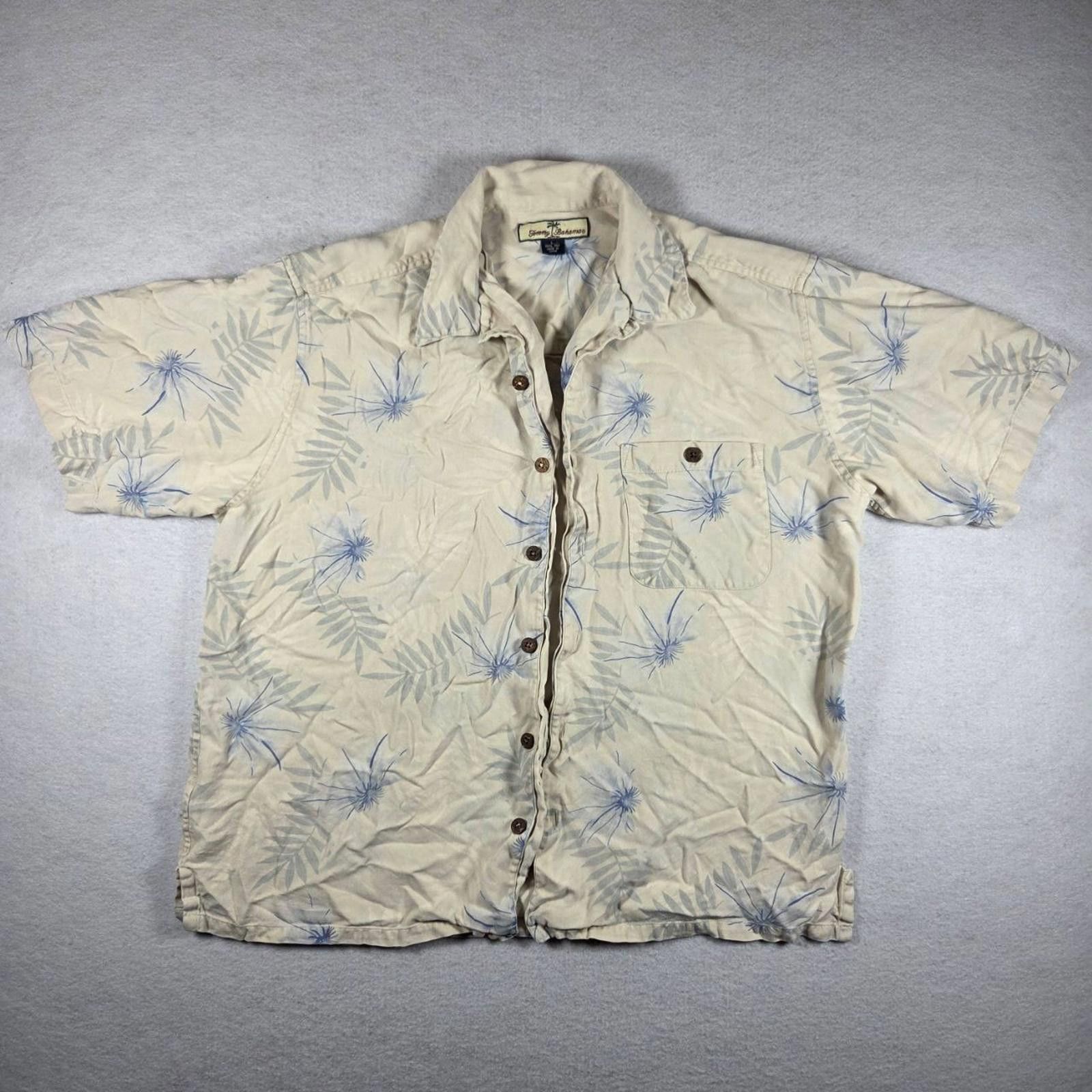 Tommy Bahama Tommy Bahama Men L Cream Tropical Leaf Print 100% Silk Size US L / EU 52-54 / 3 - 2 Thumbnail