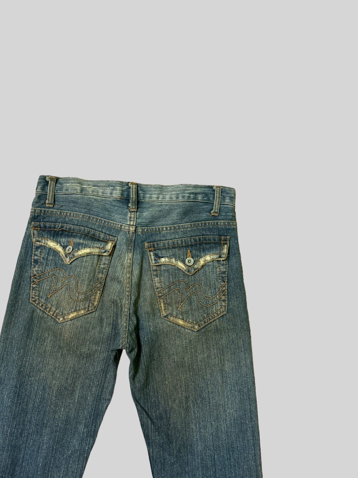 Japanese Brand Flared THRASHED NYLAUS CREW DESIGN WORK DISTRESSED DENIM Size US 30 / EU 46 - 11 Thumbnail