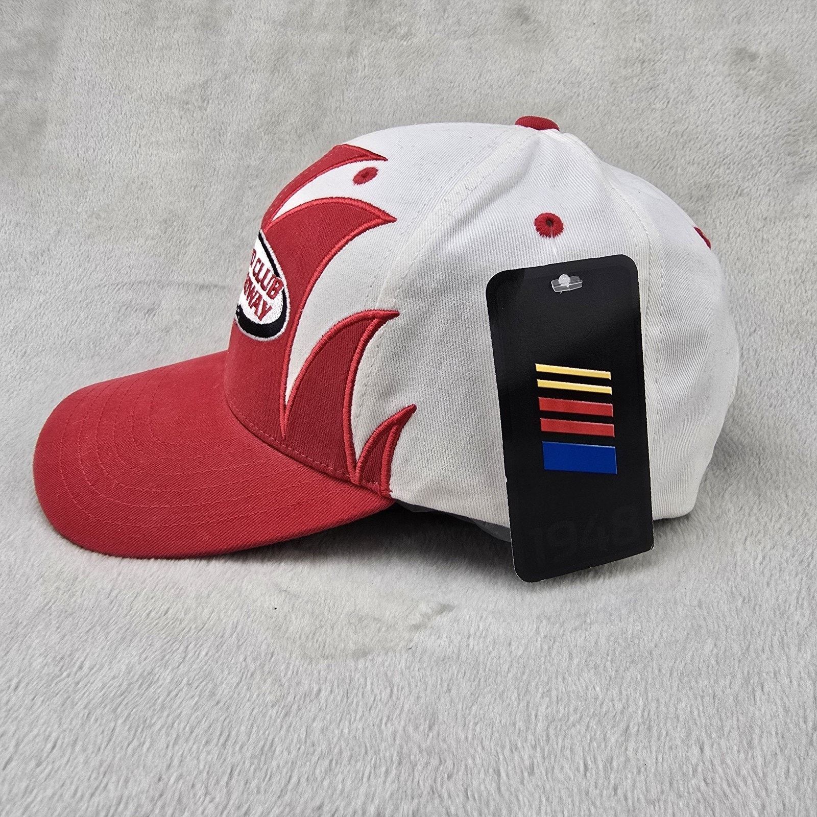 NASCAR Auto Club Speedway Sharktooth Hat Nascar White Red Vintage Size ONE SIZE - 4 Thumbnail